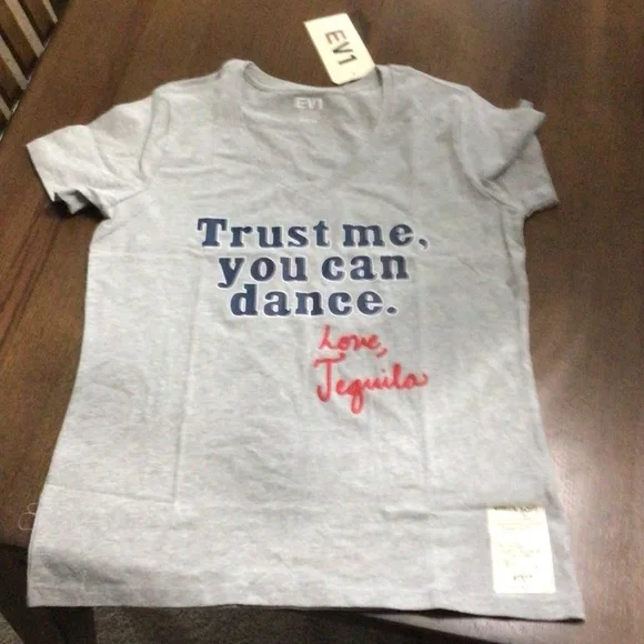 Gray Short Sleeve Tee with Blue and Red Print - Picture 2 of 7